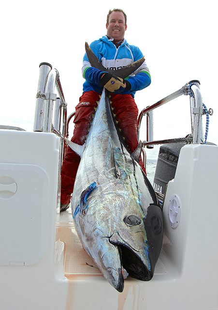 ANGLER: Julian Coyne SPECIES: Southern Bluefin Tuna  WEIGHT: 121 kgs LURE: JB Lures 8" Little Dingo.